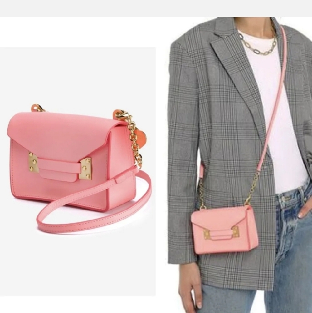 SOPHIE HULME Pink Blush Matte Leather Clutch Crossbody Bag Made in Italy 🇮🇹